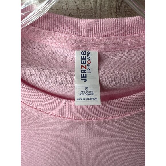 Jerzees Pink T Shirt Double Heart Design Adult S Short Sleeves Love Sweetheart - Picture 4 of 6